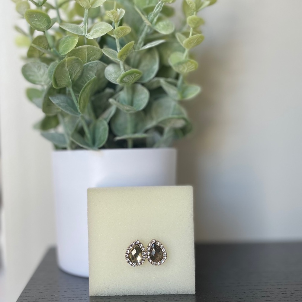Francescas Gold Gem Teardrop Earrings